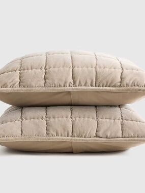 New Quince Cotton Velvet Box Quilted Sham Set of 2 King Light Taupe